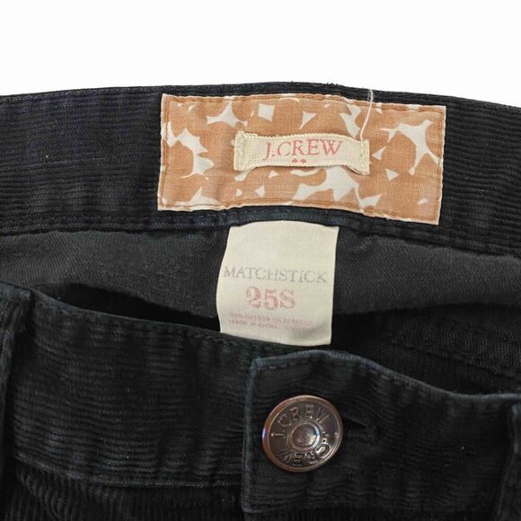 J Crew Matchstick Stretch Corduroy Black size 25S - Picture 3 of 5